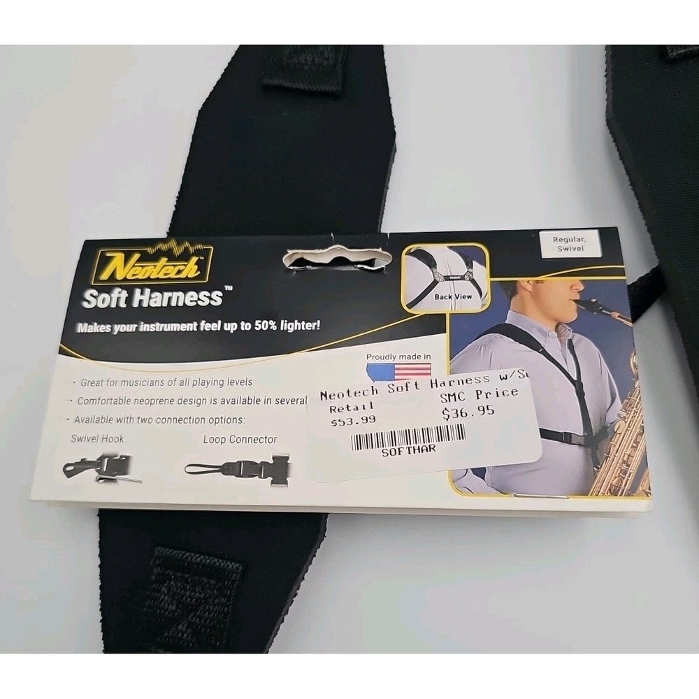 Neotech Soft Harness Regular Black Swivel Hook Saxophone Strap 2501162
